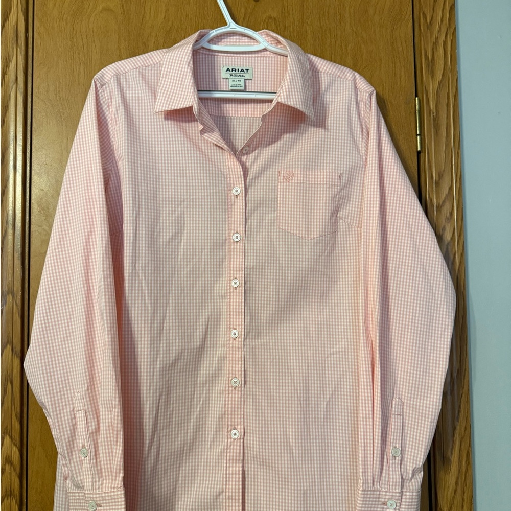 Ariat Women's Pink Gingham Button Down Shirt